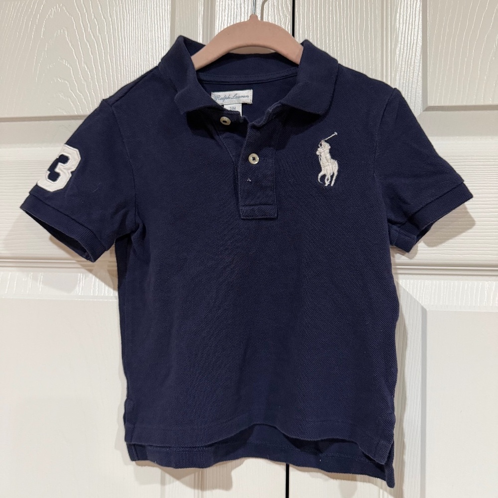 Ralph Lauren Kid's Retro Original Logo Navy/White Polo Shirt 24 Months